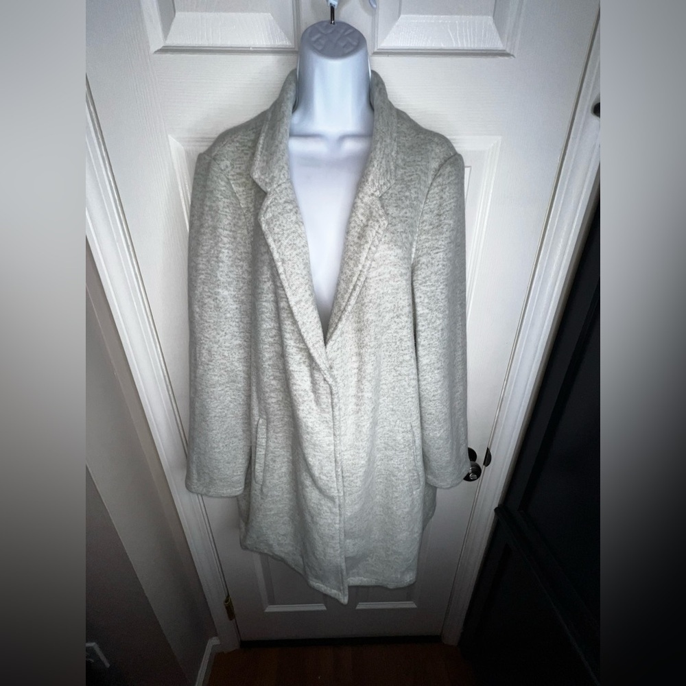 Vero Moda Women’s US 18 Katrine Brushed Fleece Long Coat Jacket Gray UK 22 XL - Picture 2 of 16